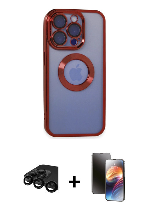 ieg™ iPhone 15 Pro Max Kılıf Pusula Form - Siyah 3D Antistatik Mat Seramik Nano Ekran Koruyucu + Siy