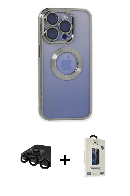 ieg™ iPhone 15 Pro Max Kılıf Pusula Form - Siyah Bilvis Hayalet Cam Ekran Koruyucu + Siyah Raze Meta