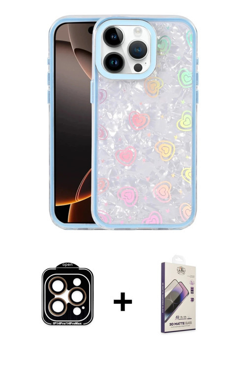 ieg™ iPhone 15 Pro Max Kılıf Odak Prime - Siyah Bilvis 3D Mat Cam Ekran Koruyucu + Turuncu PVD Metal