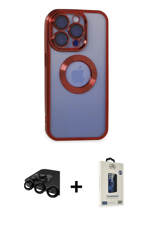 ieg™ iPhone 15 Pro Max Kılıf Pusula Form - Siyah Bilvis Hayalet Cam Ekran Koruyucu + Siyah Raze Meta