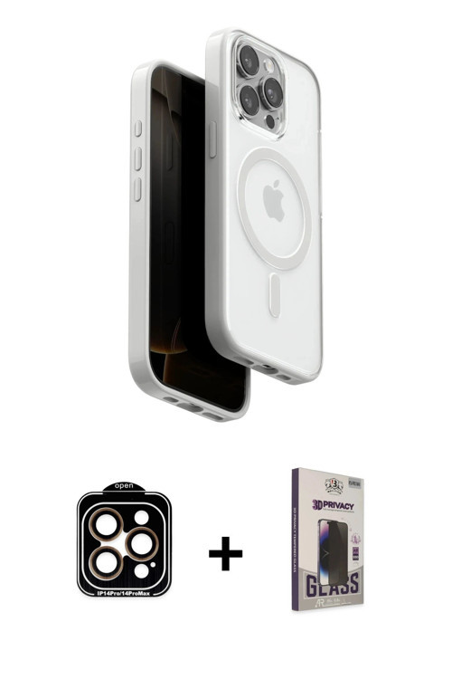 ieg™ iPhone 15 Pro Max Kılıf Pusula Form Serisi - Siyah Bilvis Hayalet Cam Ekran Koruyucu + Turuncu