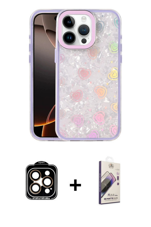 ieg™ iPhone 15 Pro Max Kılıf Odak Prime - Siyah Bilvis 3D Mat Cam Ekran Koruyucu + Turuncu PVD Metal