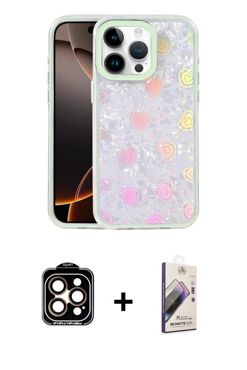 ieg™ iPhone 15 Pro Max Kılıf Odak Prime - Siyah Bilvis 3D Mat Cam Ekran Koruyucu + Turuncu PVD Metal