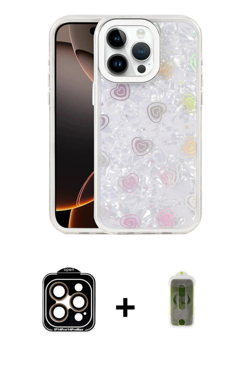 ieg™ iPhone 15 Pro Max Kılıf Odak Prime - Siyah Joko Magic 5D Hayalet Cam + Turuncu PVD Metal Kamera