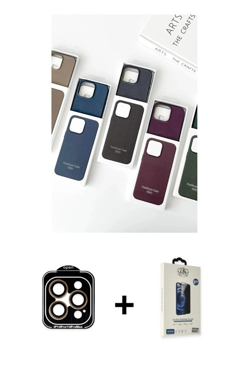 ieg™ iPhone 15 Pro Max Kılıf Pusula Modern - Siyah Bilvis Hayalet Cam Ekran Koruyucu + Turuncu PVD M