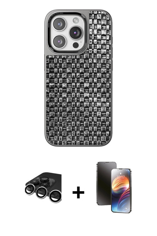 ieg™ iPhone 15 Pro Max Kılıf Siluet Form Serisi - Siyah 3D Antistatik Mat Seramik Nano Ekran Koruyuc