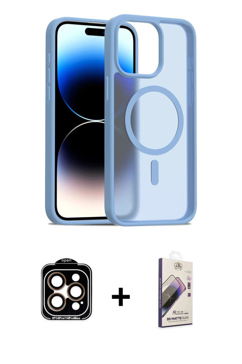 ieg™ iPhone 15 Pro Max Kılıf Siluet Minimal Prime - Siyah Bilvis 3D Mat Cam Ekran Koruyucu + Turuncu