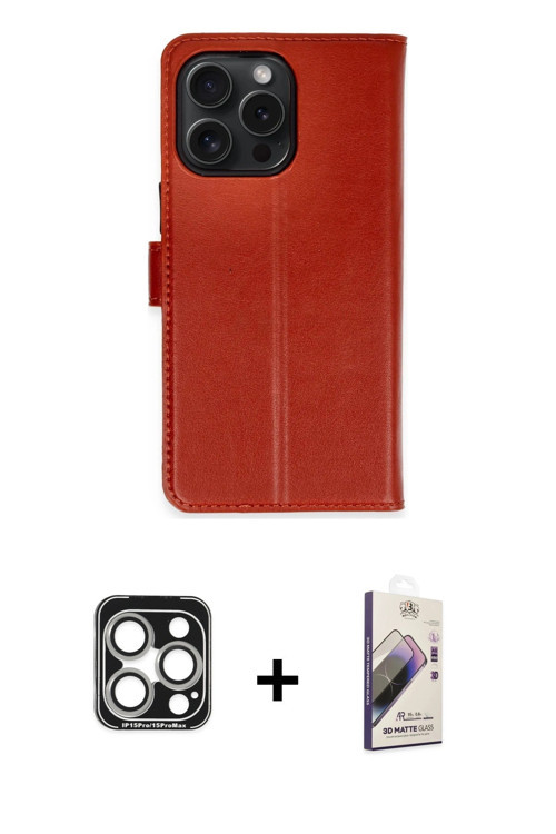 ieg™ iPhone 15 Pro Max Kılıf Siluet Işık Serisi - Siyah Bilvis 3D Mat Cam Ekran Koruyucu + Gümüş PVD