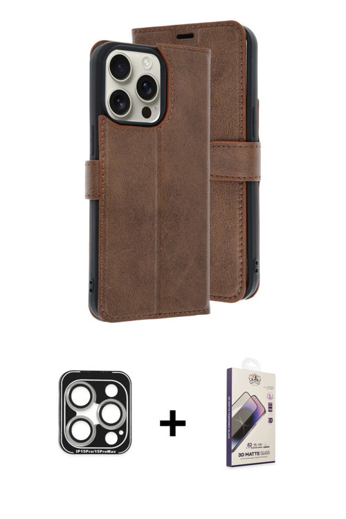 ieg™ iPhone 15 Pro Max Kılıf Siluet Işık Serisi - Siyah Bilvis 3D Mat Cam Ekran Koruyucu + Gümüş PVD