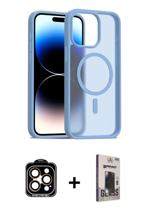 ieg™ iPhone 15 Pro Max Kılıf Siluet Minimal Prime - Siyah Bilvis Hayalet Cam Ekran Koruyucu + Turunc