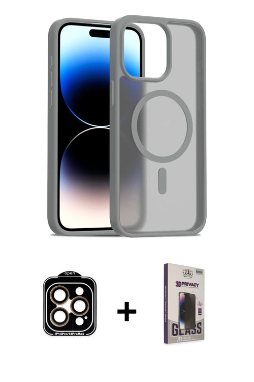 ieg™ iPhone 15 Pro Max Kılıf Siluet Minimal Prime - Siyah Bilvis Hayalet Cam Ekran Koruyucu + Turunc