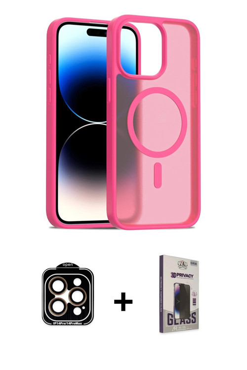 ieg™ iPhone 15 Pro Max Kılıf Siluet Minimal Prime - Siyah Bilvis Hayalet Cam Ekran Koruyucu + Turunc