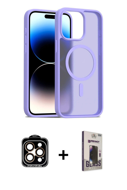 ieg™ iPhone 15 Pro Max Kılıf Siluet Minimal Prime - Siyah Bilvis Hayalet Cam Ekran Koruyucu + Turunc