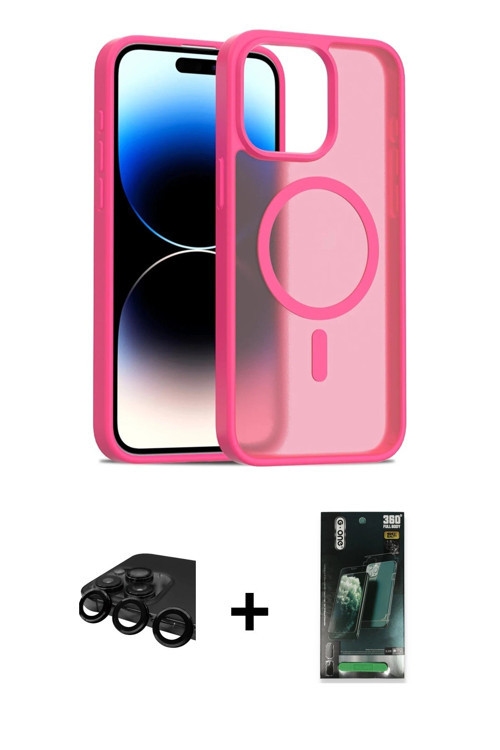 ieg™ iPhone 15 Pro Max Kılıf Siluet Minimal Prime - Siyah 360 Mat Full Body Arka Koruyucu + Siyah Ra