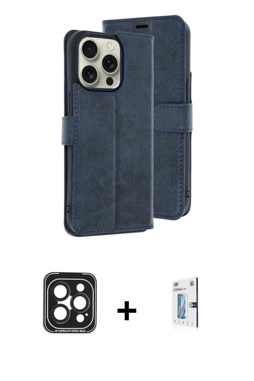 ieg™ iPhone 15 Pro Max Kılıf Siluet Işık Serisi - Siyah Bilvis 0.18mm Plus Cam Ekran Koruyucu + Siya