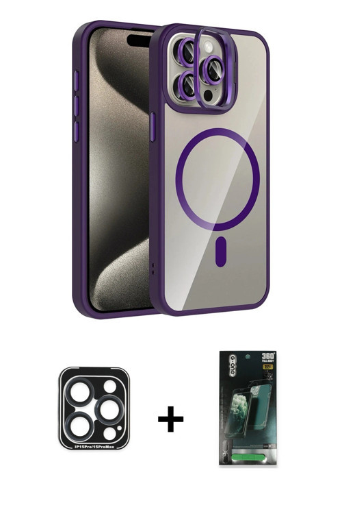 ieg™ iPhone 15 Pro Max Kılıf Yadigar Asil Koleksiyonu - Siyah 360 Mat Full Body Arka Koruyucu + Laci