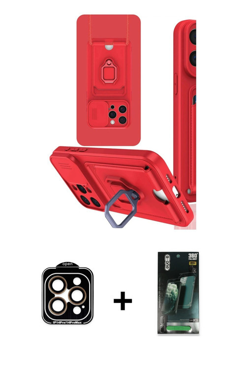 ieg™ iPhone 15 Pro Max Kılıf Vadi Form Prime - Şeffaf 360 Full Body Arka Koruyucu + Turuncu PVD Meta
