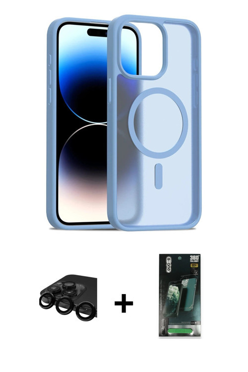 ieg™ iPhone 15 Pro Max Kılıf Siluet Minimal Prime - Siyah 360 Mat Full Body Arka Koruyucu + Siyah Ra