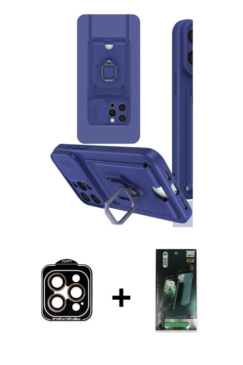 ieg™ iPhone 15 Pro Max Kılıf Vadi Form Prime - Şeffaf 360 Full Body Arka Koruyucu + Turuncu PVD Meta