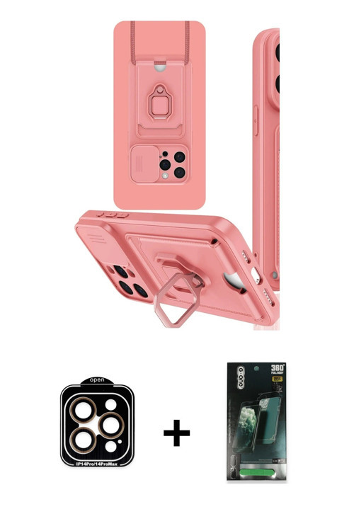 ieg™ iPhone 15 Pro Max Kılıf Vadi Form Prime - Şeffaf 360 Full Body Arka Koruyucu + Turuncu PVD Meta