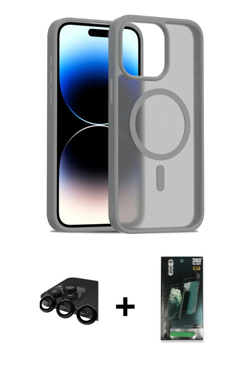 ieg™ iPhone 15 Pro Max Kılıf Siluet Minimal Prime - Siyah 360 Mat Full Body Arka Koruyucu + Siyah Ra