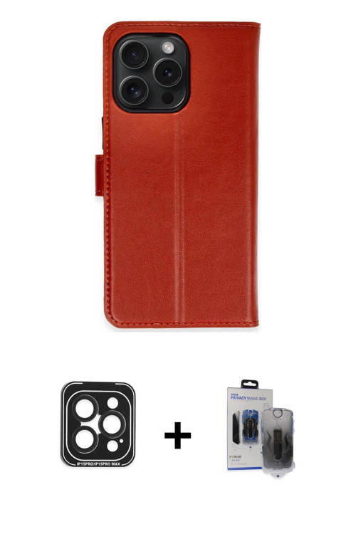ieg™ iPhone 15 Pro Max Kılıf Siluet Işık Serisi - Siyah Vanessa Magic Hayalet Cam + Siyah PVD Metal