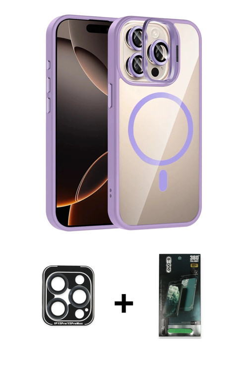 ieg™ iPhone 15 Pro Max Kılıf Yadigar Asil Koleksiyonu - Siyah 360 Mat Full Body Arka Koruyucu + Laci