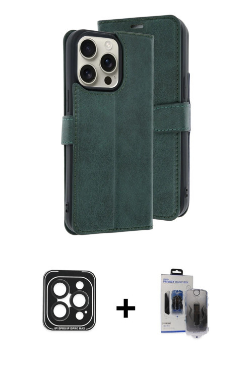 ieg™ iPhone 15 Pro Max Kılıf Siluet Işık Serisi - Siyah Vanessa Magic Hayalet Cam + Siyah PVD Metal