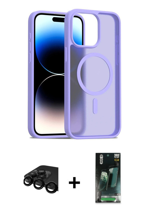 ieg™ iPhone 15 Pro Max Kılıf Siluet Minimal Prime - Siyah 360 Mat Full Body Arka Koruyucu + Siyah Ra