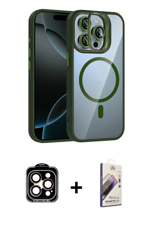 ieg™ iPhone 15 Pro Max Kılıf Yadigar Asil Koleksiyonu - Siyah Bilvis 3D Mat Cam Ekran Koruyucu + Tur