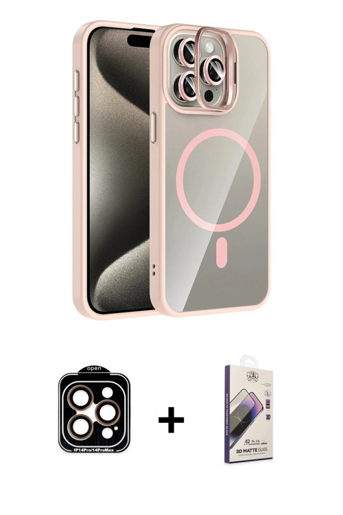 ieg™ iPhone 15 Pro Max Kılıf Yadigar Asil Koleksiyonu - Siyah Bilvis 3D Mat Cam Ekran Koruyucu + Tur