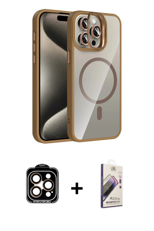 ieg™ iPhone 15 Pro Max Kılıf Yadigar Asil Koleksiyonu - Siyah Bilvis 3D Mat Cam Ekran Koruyucu + Tur