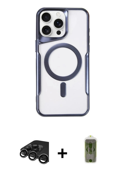 ieg™ iPhone 15 Pro Max Kılıf Yadigar Klasik Özel Seri - Siyah Joko Magic 5D Hayalet Cam + Titanyum G
