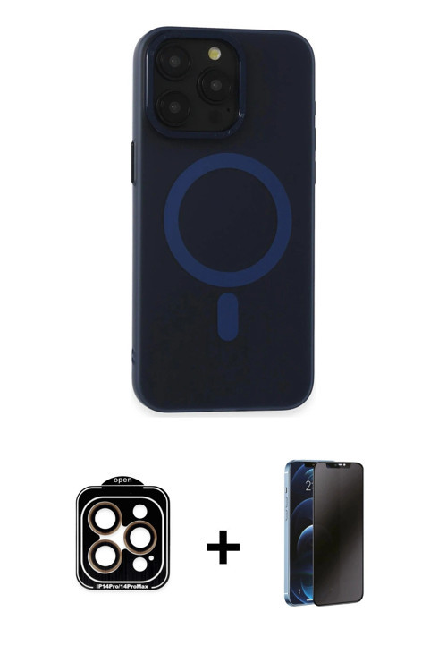 ieg™ iPhone 15 Pro Max Kılıf Yadigar Işık - Siyah 3D Antistatik Hayalet Cam Ekran Koruyucu + Turuncu