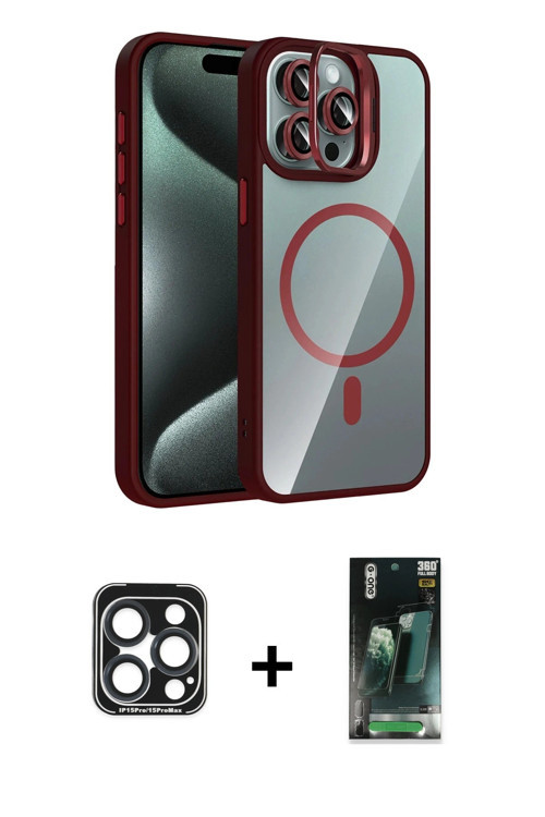 ieg™ iPhone 15 Pro Max Kılıf Yadigar Asil Koleksiyonu - Siyah 360 Mat Full Body Arka Koruyucu + Laci