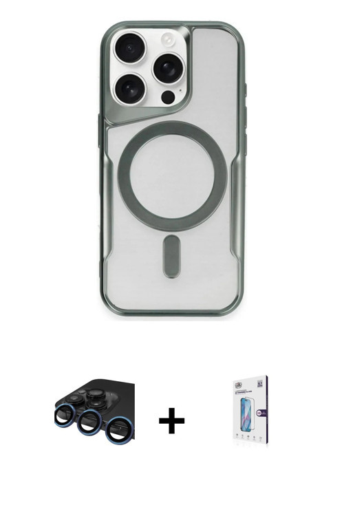 ieg™ iPhone 15 Pro Max Kılıf Yadigar Klasik Özel Seri - Siyah Bilvis 0.18mm Plus Cam Ekran Koruyucu