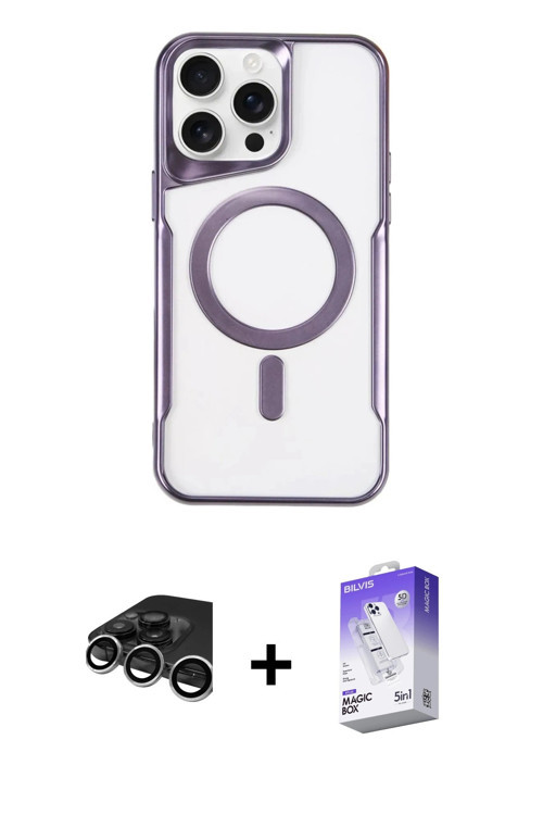 ieg™ iPhone 15 Pro Max Kılıf Yadigar Klasik Özel Seri - Siyah Bilvis 5in1 3D Magic Cam Ekran Koruyuc