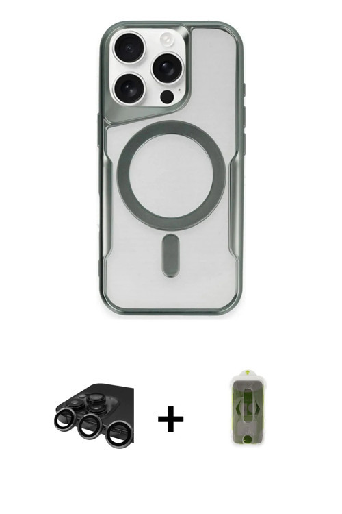ieg™ iPhone 15 Pro Max Kılıf Yadigar Klasik Özel Seri - Siyah Joko Magic 5D Hayalet Cam + Titanyum G
