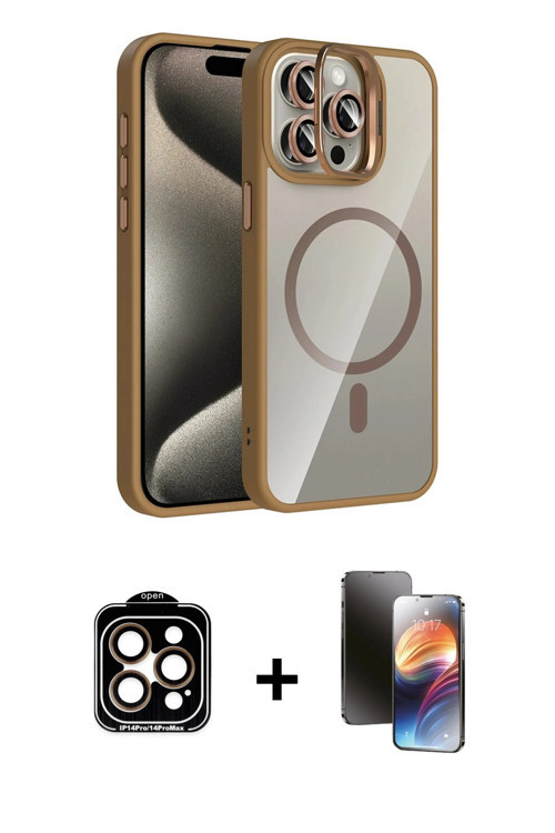 ieg™ iPhone 15 Pro Max Kılıf Yadigar Asil Koleksiyonu - Siyah 3D Antistatik Mat Seramik Nano Ekran K