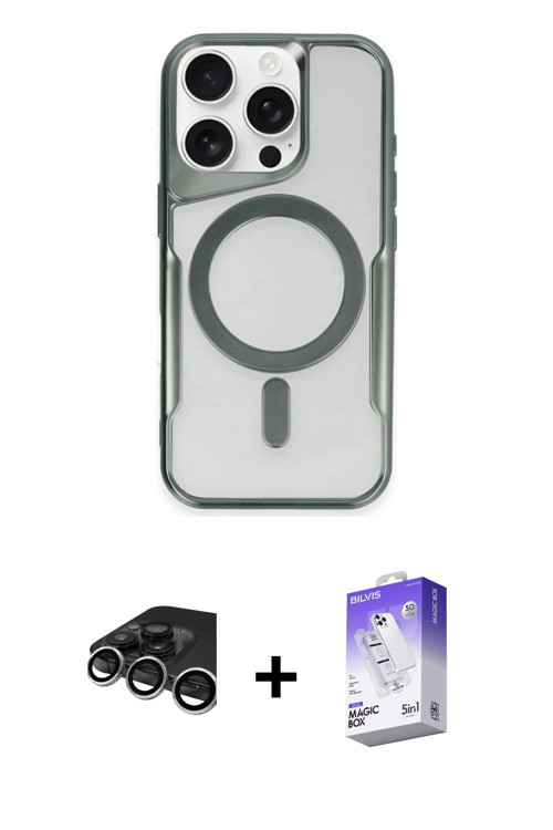 ieg™ iPhone 15 Pro Max Kılıf Yadigar Klasik Özel Seri - Siyah Bilvis 5in1 3D Magic Cam Ekran Koruyuc