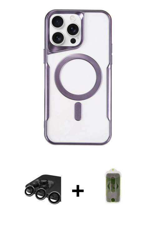 ieg™ iPhone 15 Pro Max Kılıf Yadigar Klasik Özel Seri - Siyah Joko Magic 5D Hayalet Cam + Titanyum G