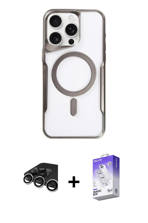 ieg™ iPhone 15 Pro Max Kılıf Yadigar Klasik Özel Seri - Siyah Bilvis 5in1 3D Magic Cam Ekran Koruyuc