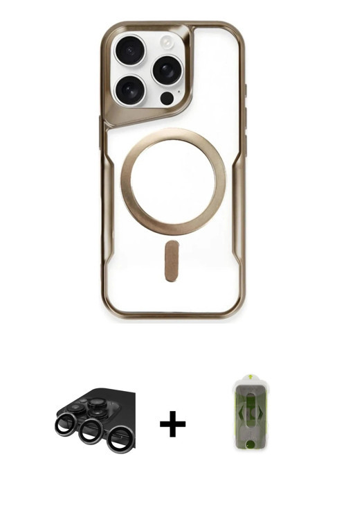 ieg™ iPhone 15 Pro Max Kılıf Yadigar Klasik Özel Seri - Siyah Joko Magic 5D Hayalet Cam + Titanyum G