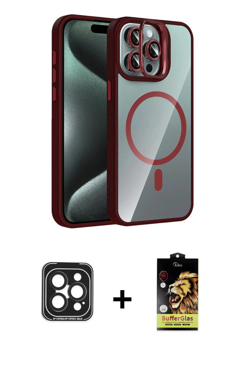 ieg™ iPhone 15 Pro Max Kılıf Yadigar Asil Koleksiyonu - Siyah Buffer Cam Ekran Koruyucu + Siyah PVD