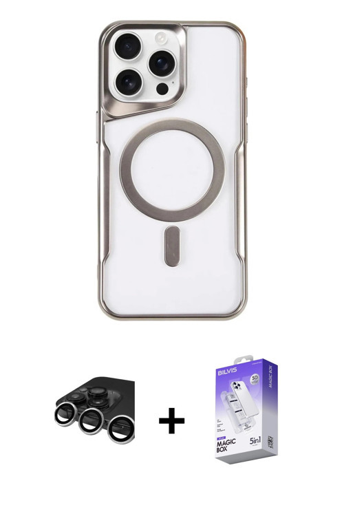 ieg™ iPhone 15 Pro Max Kılıf Yadigar Klasik Özel Seri - Siyah Bilvis 5in1 3D Magic Cam Ekran Koruyuc