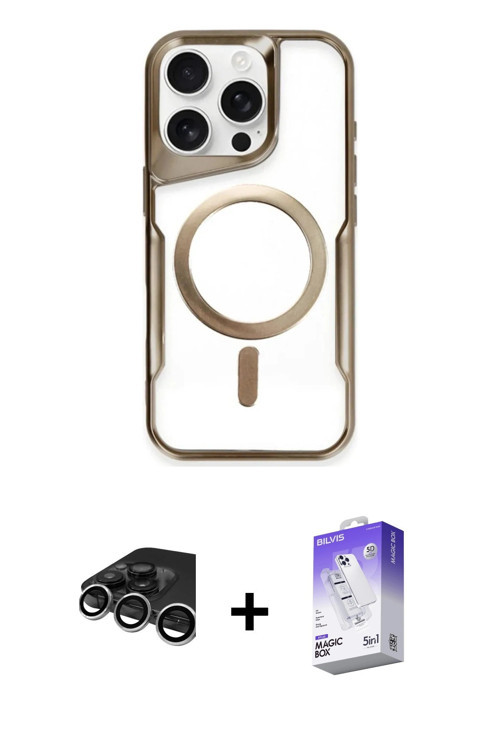 ieg™ iPhone 15 Pro Max Kılıf Yadigar Klasik Özel Seri - Siyah Bilvis 5in1 3D Magic Cam Ekran Koruyuc