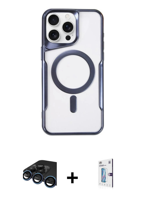 ieg™ iPhone 15 Pro Max Kılıf Yadigar Klasik Özel Seri - Siyah Bilvis 0.18mm Plus Cam Ekran Koruyucu