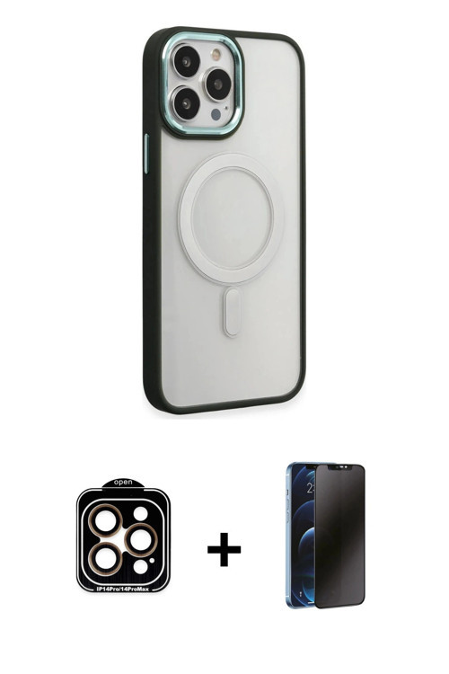 ieg™ iPhone 15 Pro Max Kılıf Yankı Işık Özel Seri - Siyah 3D Antistatik Hayalet Cam Ekran Koruyucu +