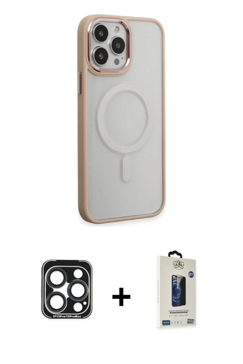 ieg™ iPhone 15 Pro Max Kılıf Yankı Işık Özel Seri - Siyah Bilvis Hayalet Cam Ekran Koruyucu + Lacive