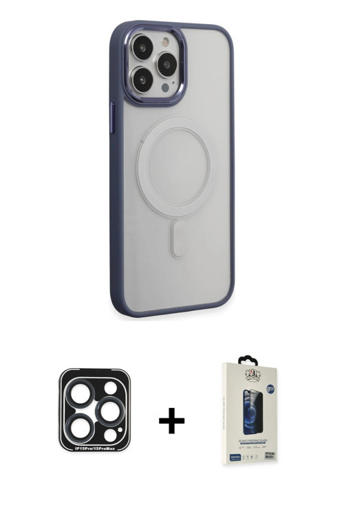 ieg™ iPhone 15 Pro Max Kılıf Yankı Işık Özel Seri - Siyah Bilvis Hayalet Cam Ekran Koruyucu + Lacive
